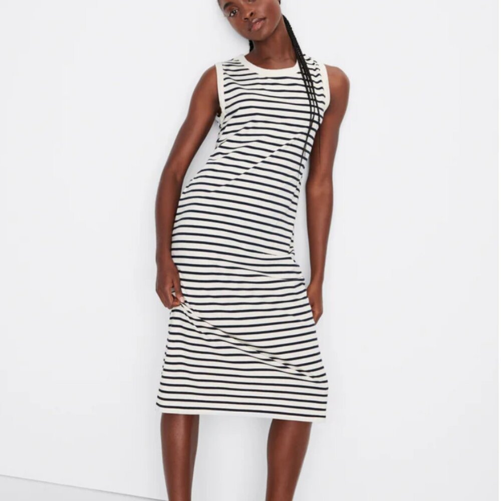 Kule Tank Dress in Navy/Cream Stripe, Size M